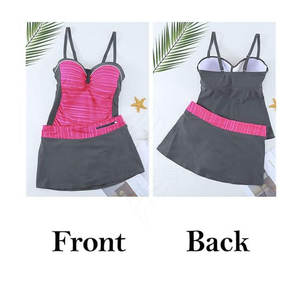 Tankinis 2 pièces, maillot de bain sans bretelles, logo sur le devant, léger, respirant, en élasthanne/polyester, pour les activités de baignade et de plage pour femmes - Product Image 5