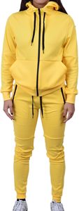 Conjunto de chándal deportivo de 2 piezas informal atlético de algodón 100% para mujer, pantalones Jogger y Sudadera con capucha para la temporada de primavera, Color sólido - Product Image 6
