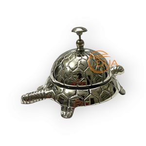 Latón antiguo y campana de plata en forma de tortuga decorativa artesanía de Metal técnica de fundición funcional - Product Image 2