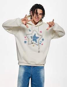 Sweat à capuche surdimensionné personnalisé pour hommes Vintage Denim Star Applique Broderie Design graphique d'hiver-Fabricant Exportateur - Product Image 6
