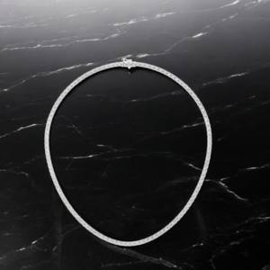 Collar DE TENIS clásico de corte redondo de diamante de 15,00 quilates de 925, chapado en oro de 16 pulgadas, lujo, plata, Unisex - Product Image 4