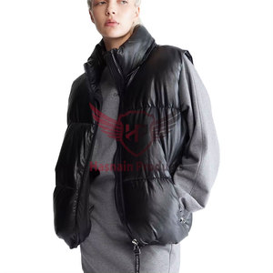 Femmes hiver mode laine cuir gilet personnalisé coupe-vent sans manches bouffant gilet pour temps froid vêtements d'extérieur à la mode - Product Image 1