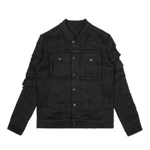 Solid Color Breathable Winter Men Jeans Jacket and <b>Pants</b> Set Zipper Fly Closure Heavyweight Fashion Look - Product Image 5
