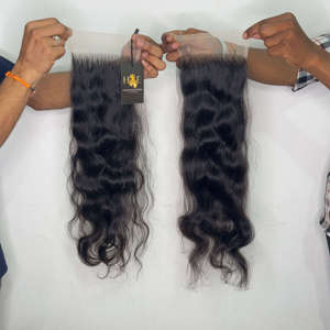 Extensions de cheveux naturels indiens bruts en gros, ondulés (Bodywave), bouclés, avec closure en dentelle HD, lots de mèches ondulées profondes - Product Image 2