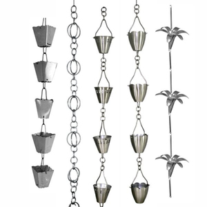 Cadena de Lluvia con Recubrimiento Negro, Campanas Decorativas y Copas que Reemplazan las Canaletas y Desvían el Agua, Suministros para Jardín Exterior - Product Image 6