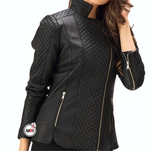 Nouveau élégant coupe-vent en cuir vêtements d'extérieur courts en peau de mouton véritable femmes vestes en cuir de haute qualité couleur personnalisée noir rouge Logo - Product Image 2