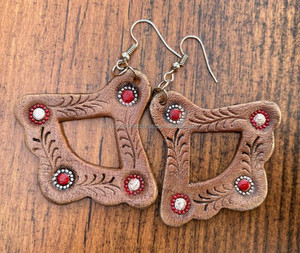 Nueva llegada estilo occidental tallado a mano pendientes de cuero mujeres lindo pendiente de lágrima de moda joyería de moda de cuero - Product Image 3