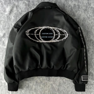 Chaqueta lisa en blanco con logotipo personalizado de fabricación OEM chaqueta universitaria Vintage Letterman bordada con mangas de cuero Haus Industries - Product Image 4