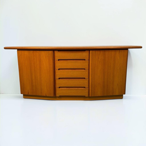 Firsthand Wholesale Teak Wood Sideboard Mid Century Modern Credenza Curved <b>Buffet</b> <b>Cabinet</b> Living Room Storage B2B Direct Factory - Product Image 1