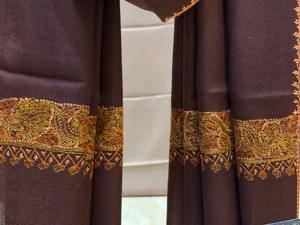 Warm Stylish Winter Women's <b>Pashmina</b> Wool Shawl Inspired Kashmiri Design Intricate Embroidery Breathable Solid Polyester - Product Image 3