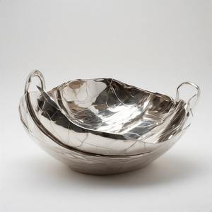 Minimalist Fruit Bowl in Satin-Finish Metal with Fine-Line Etchings and <b>Soft</b> Bevelled Rim for Upscale Home Decor - Product Image 6
