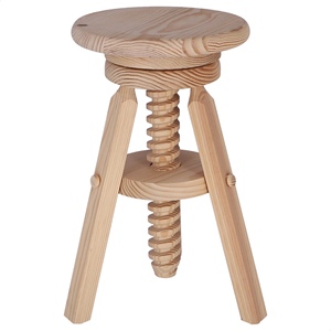 WELL HOME Tabouret pivotant rond en bois, finition non vernie, 32x48-64cm, tabourets et poufs - Product Image 3