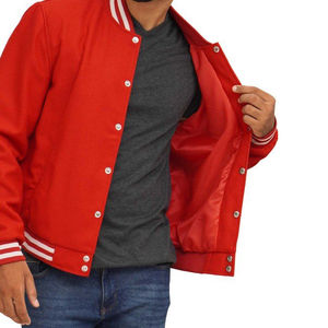 แจ็กเก็ตเบสบอลโพลีเอสเตอร์สีดำเสื้อโค้ทของผู้ชายเสื้อแจ็คเก็ตทีมโรงเรียนแฟชั่น - Product Image 3