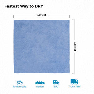 ผ้าไมโครไฟเบอร์ไร้ขอบ Clayton Car Care ขนาด 40x40 ซม. 350GSM สีฟ้า เนื้อนุ่มพิเศษ ซึมซับน้ำได้ดีเยี่ยม ให้ผลลัพธ์ไร้รอยเปื้อน - Product Image 2