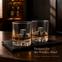 Ensemble de verres à whisky personnalisés SHUNSTONE avec sous-verres en ardoise, pierres à whisky, pinces, boîte en bois, logo d'entreprise, cadeau pour cadres