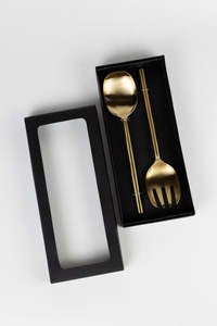 Metal <b>Gold</b> <b>Serving</b> <b>Spoon</b> & Fork for Home Hotel & Restaurant Use in Best Quality From India - Product Image 2