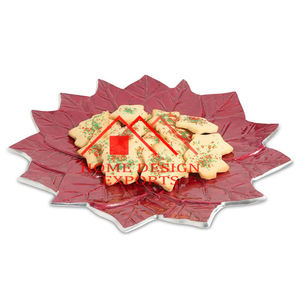 Dernier modèle de plateau de service en émail rouge pour centres de table Vente en gros Assiette de service aux fruits en aluminium au prix le plus bas - Product Image 2