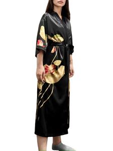 Nueva Camisola de Satén de Seda 100% Estampada al por Mayor, Ropa de Dormir de Verano, Bata de Seda Satinada No Tejida para Mujer, Pijama Casual con Logotipo Personalizado - Product Image 5