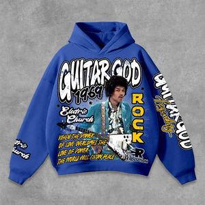 Sudadera con Capucha Glory Personalizada de Alta Calidad, Algodón Grueso, Color Negro, Hombros Caídos, con Logotipo Personalizado Impreso - Product Image 6