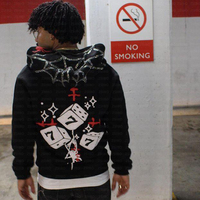 Hot Diamond Printed Spider Web Pattern Sudadera con cremallera Gothic Rhinestone Street Sudadera Chaqueta unisex Mujeres Hombres Tendencia