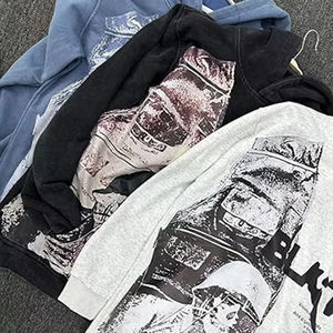 Sudaderas con capucha lavadas con ácido boxy con serigrafía, ropa de calle de alta calidad, mezcla de algodón, Sudadera con capucha moderna descolorida aceptada por OEM - Product Image 5