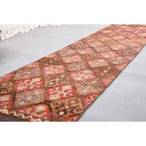 Classique marron rouge Vintage tapis turc grande surface 230X1360 cm tissage plat Patchwork motif laine fourrure Latex pour une utilisation dans le couloir - Product Image 3