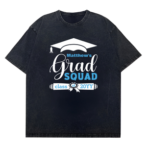 Maglietta Unisex personalizzata da uomo con <span class=keywords><strong>testo</strong></span> bianco e blu lavato con stampa Casual in poliestere/cotone ampia lavorata a maglia - Product Image 1