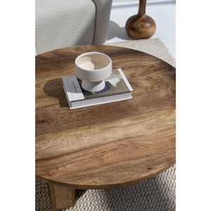 Haldor Table basse ronde en bois de manguier avec pieds croisés pour meubles de salon panneau de maison style bois - Product Image 4