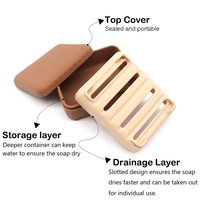 Boîte à Savon de Voyage Portable en Silicone Avec Égouttoir, Récipient de Rangement au Design Moderne, Étui Rond pour la Décoration de Salle de Bain