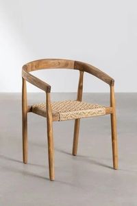 เก้าอี้ทานข้าวไม้สักแท้สไตล์สแกนดิเนเวียนทันสมัย เบาะหวายธรรมชาติสานด้วยมือ ดีไซน์โค้งตามหลักสรีรศาสตร์ กันน้ำ เฟอร์นิเจอร์สำหรับบ้าน - Product Image 5