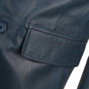 Blazer d'affaires OEM pour hommes, manteau en cuir, vestes à deux boutons, discothèque, coupe ajustée, décontracté, blazer classique en cuir véritable pour hommes, agneau - Product Image 3