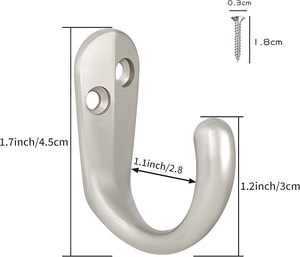 Silver With Antique Style Coat <b>Hooks</b> <b>Wall</b> Mounted Single Prong Robe <b>Hook</b> <b>for</b> Hanging Towel <b>Hooks</b> With Screw <b>for</b> Bags Hat Scarf - Product Image 1