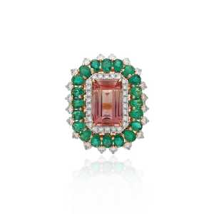 Bague empilable en tourmaline émeraude, argent sterling, sans nickel, bijoux élégants pour femmes, port quotidien élégant, cadeau, mode, luxe - Product Image 1