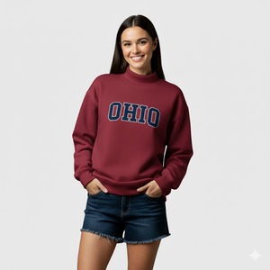 Sweat-shirt décontracté en molleton français entièrement personnalisé, pull oversize pour femme, col montant Theta, logo avant écologique - Product Image 1