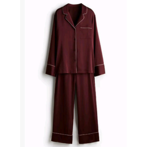 Luxury Women's Plus Size Satin Button Lounge Pajama Set Soft Breathable Lightweight Sleepwear Solid Pattern Summer Autumn Spring - Product Image 2