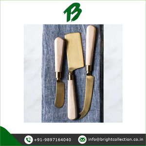 Fabricant d'origine indienne de couteaux à fromage en acier inoxydable à manche en bois avec logo personnalisé au prix du marché de gros - Product Image 2