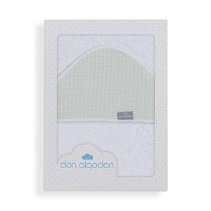 Mod. Toalla de Baño ASTRID 100x100 Blanca/Verde, 400 GSM, Algodón de Rizo, Color Sólido, para Niños - Product Image 1