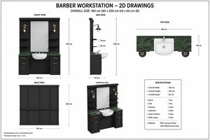 from factory Black Wood Salon Vanity <b>Set</b> With Mirror Sink Cabinet Multiple Storage Space Industrial Design For <b>Barber</b> - Product Image 4