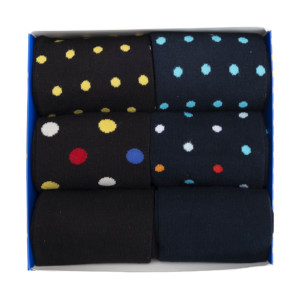 Calzini Caldi in Cotone da Uomo, Confezione Regalo 6 Paia, Fantasia a Pois, Taglia Unica, Alta Qualità, Monouso, Bianchi, Invernali, Logo sul Fondo - Product Image 1