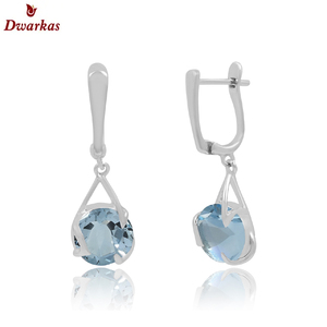 Boucles d'oreilles élégantes en argent sterling 925 pour femmes Boucles d'oreilles en pierre de topaze bleue pour fête et cadeau - Product Image 2