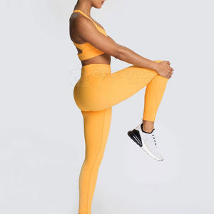 Conjunto de Yoga de gran tamaño de nuevo estilo para mujer, ropa de entrenamiento informal para gimnasio con mallas de cintura elástica y cierre de sujetador - Product Image 4