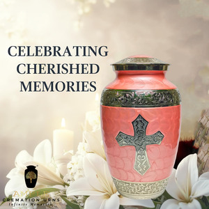 Urne funéraire en aluminium rose argenté de 10 pouces, style européen et américain, écologique, durable, capacité de 220 pouces cubes - Product Image 6