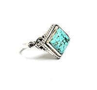 Bague en argent sterling 925 avec pierre turquoise naturelle Bague pour homme et femme de 8 mm Bijoux en pierres précieuses Bague turquoise