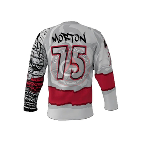 เสื้อเจอร์ซีย์เล่นฮ็อกกี้น้ำแข็งพิมพ์ซับลิเมชันเสื้อยืดพิมพ์ลาย - Product Image 5