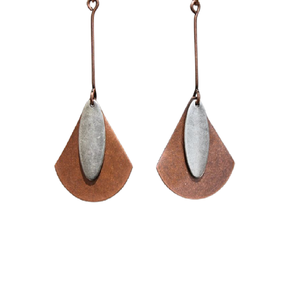 2024 longues boucles d'oreilles Rectangle martelé or deux tons boucles d'oreilles pendantes cercle d'or boucles d'oreilles suspendues bijoux de style industriel - Product Image 1