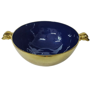 Bol décoratif en métal antique, artisanal, en aluminium, avec finition polie or rose, utilisé pour le service et la décoration de table - Product Image 4