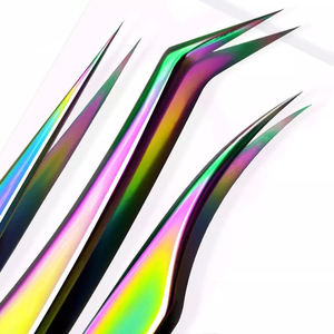 Juego de pinzas para extensión de pestañas de acero inoxidable, 5 uds., herramienta de belleza con puntas curvas y rectas para aplicador de pestañas - Product Image 2