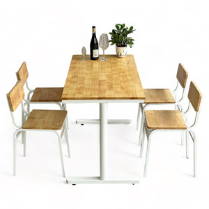 CBCF295 Iron Frame and Rubber Wood Cafe & <b>Restaurant</b> Table & Chair <b>Set</b> Square Pattern Booth Seat for Coffee Shops & Hotels - Product Image 1