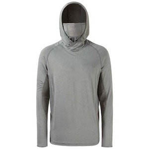 Unisex Sublimation Anti-UV <b>Long</b> <b>Sleeve</b> Hooded Shirt Solid Color Fishing Wear Breathable Quick Dry Polyester Adult Pullover <b>Top</b> - Product Image 2