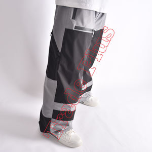 Pantalones de nieve holgados grises y negros de dos tonos personalizados impermeables con forro polar cálido con cordón en la cintura y parte inferior del puño elástico - Product Image 4
